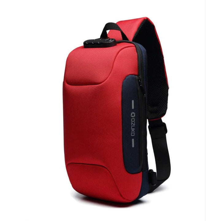 Compact anti-theft travel sling bag. Built-in USB charging & secure pockets for phones, wallets & tech gear.