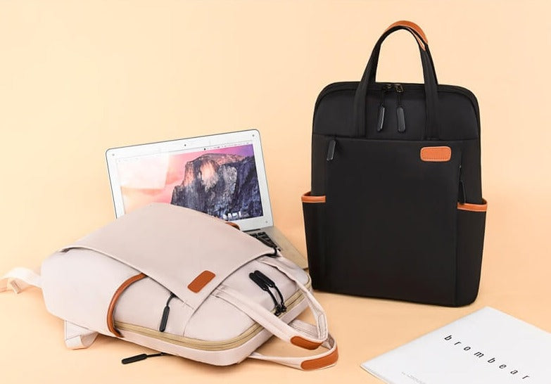 Interior view: Anti-theft travel backpack with padded laptop sleeve & multiple organizer pockets.