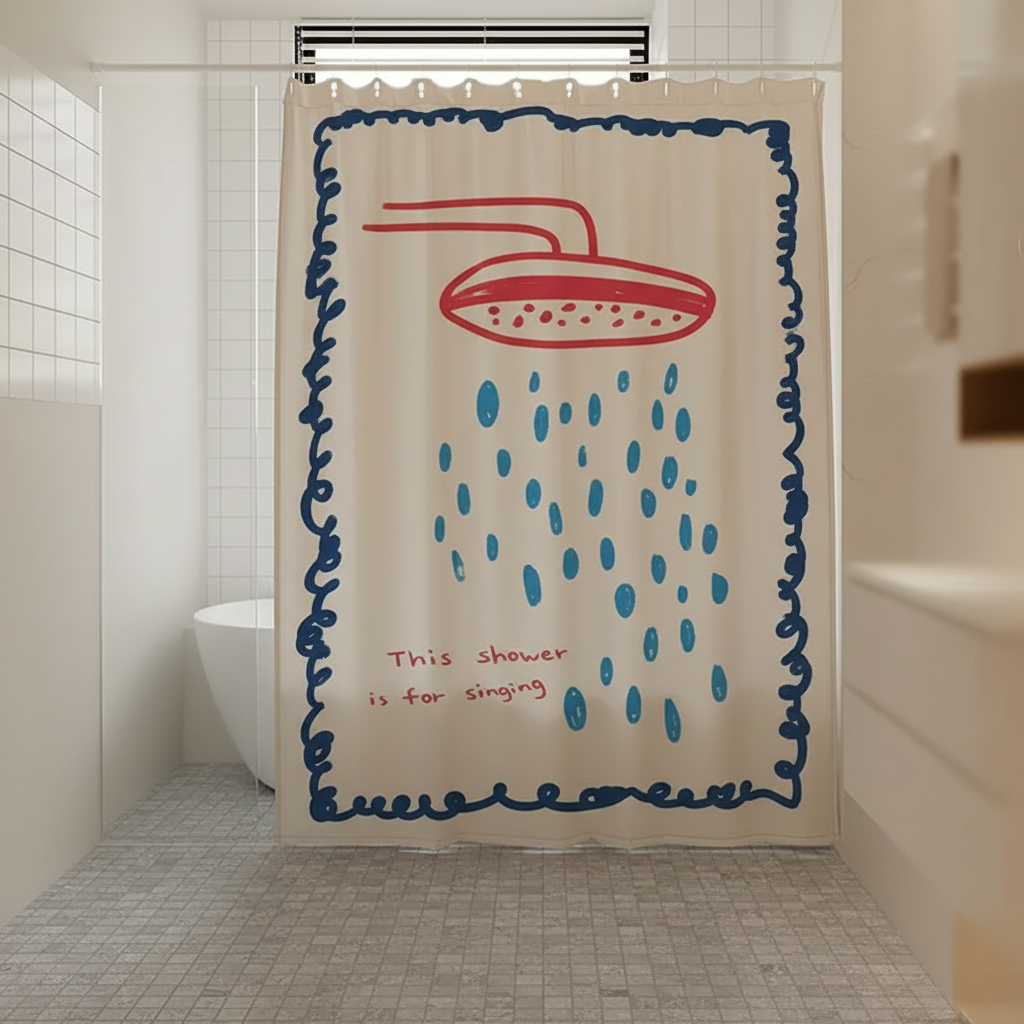 Unisex AquaGuardCurtain waterproof Korean fabric shower curtain with modern design, home decor