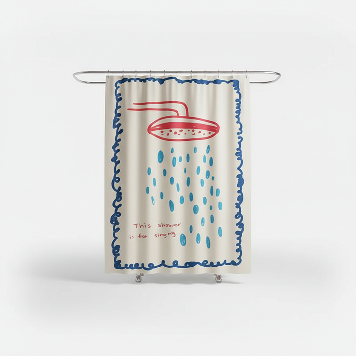 Close-up of elegant Korean fabric shower curtain, AquaGuardCurtain with waterproof weave