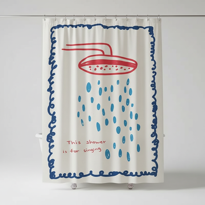 Light blue AquaGuardCurtain Korean fabric shower curtain, mold resistant, easy install