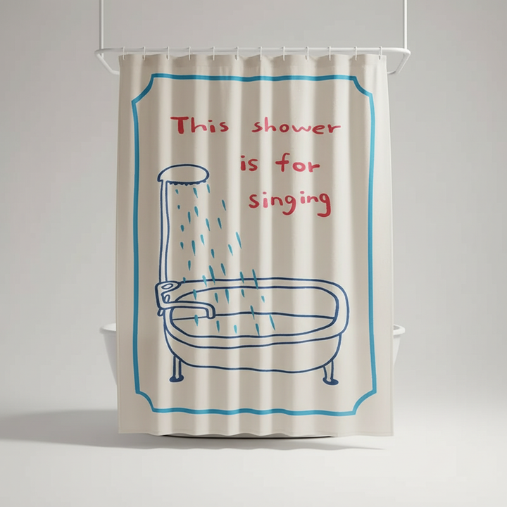 AquaGuardCurtain Korean fabric shower curtain, waterproof, enhancing bathroom decor with unique design