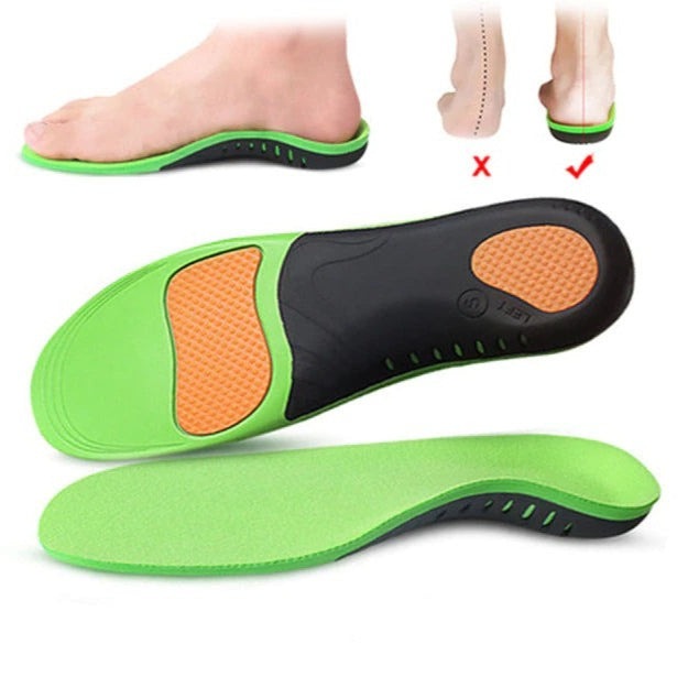 Unisex Arch Support Insoles for Flat Feet Relief, offering orthotic comfort, shock absorption, and foot pain relief for active lifestyles.