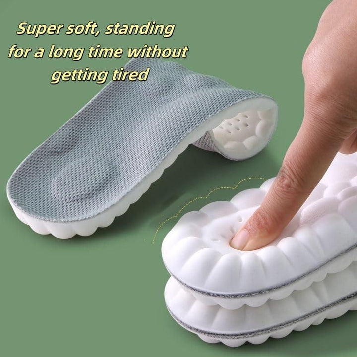 Breathable athletic shoe inserts with arch support & subtle height lift for enhanced comfort & performance.