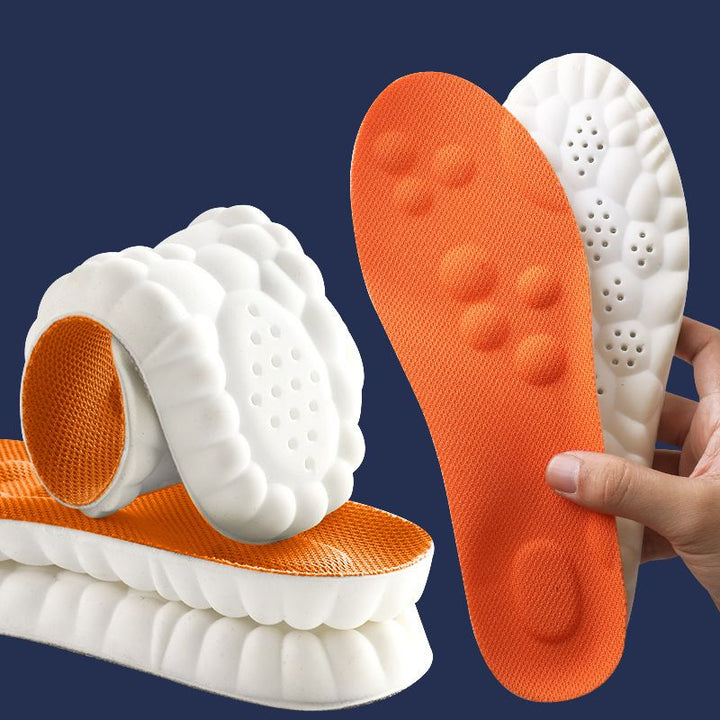 Foot support insoles with strong arch support, comfort cushioning, & hidden height lift for pain relief.