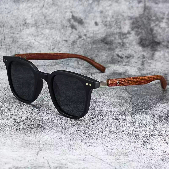 Stylish unisex Arden sunglasses with unique wood grain & translucent frames, perfect for any outdoor fashion.
