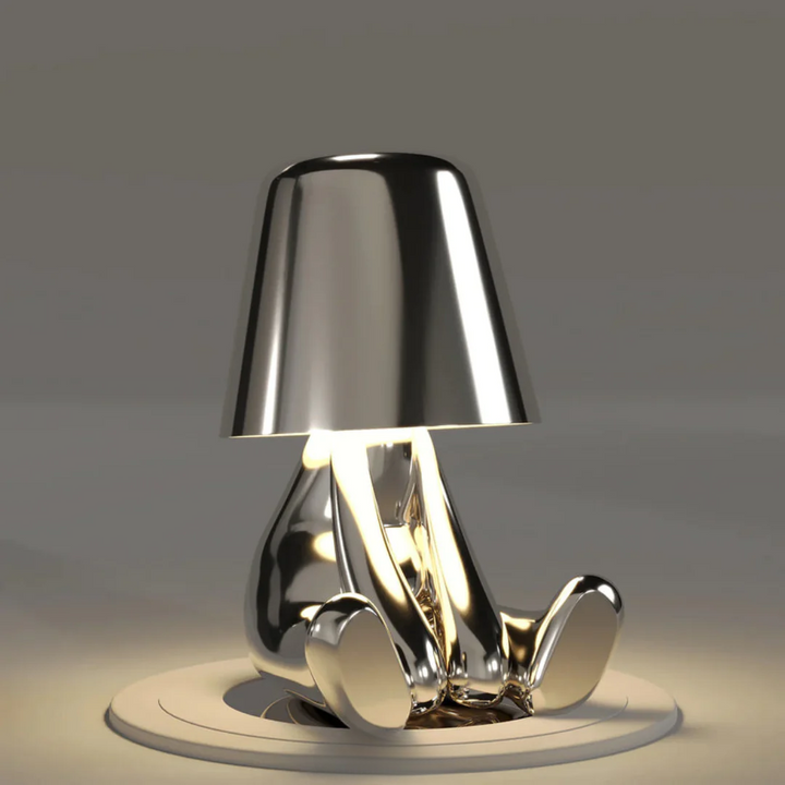 Unisex dimmable table lamp. Artistic resin LumoPals design, portable touch control light for modern homes.