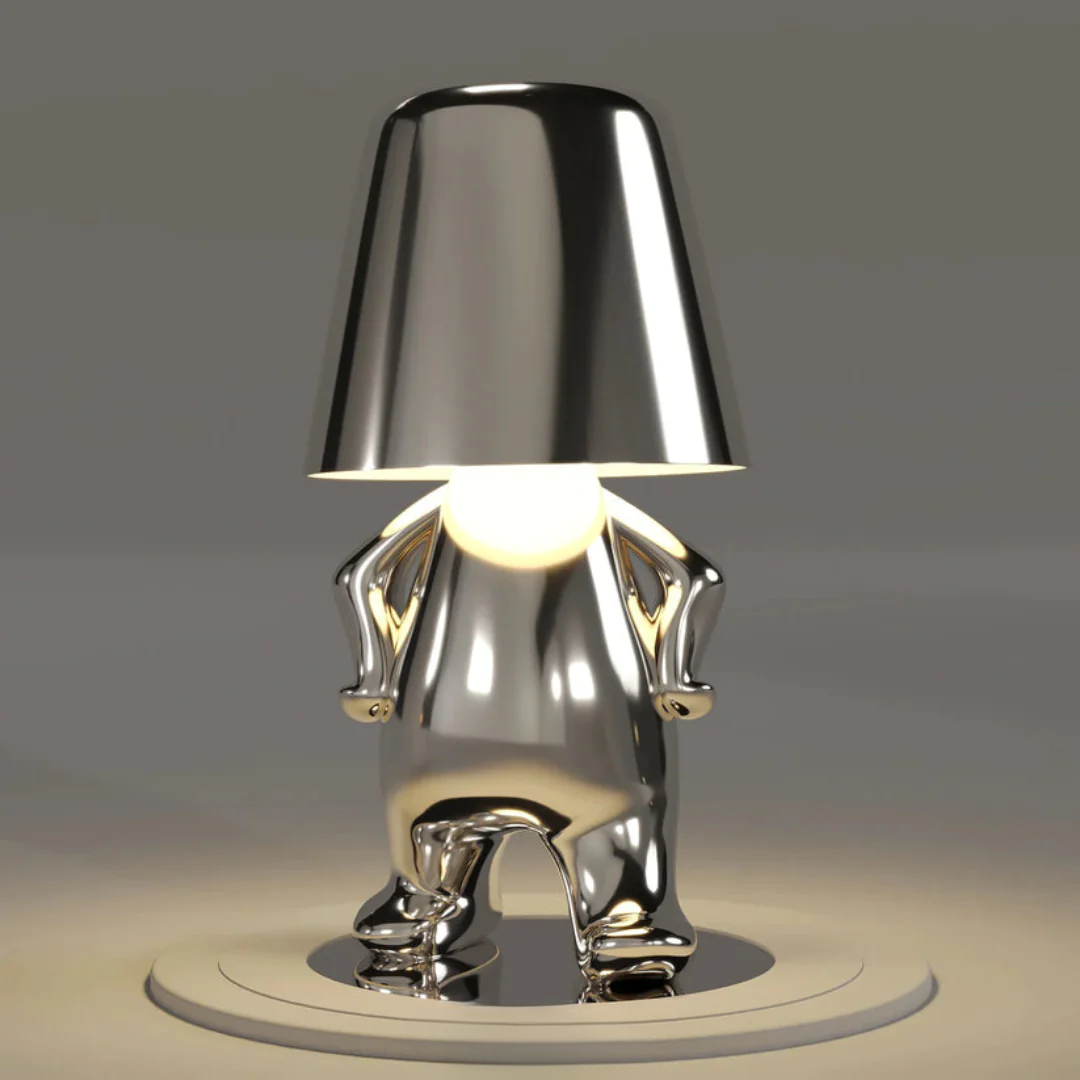 Artistic LumoPals desk lamp. Dimmable touch control, unisex resin design, perfect for study or office.