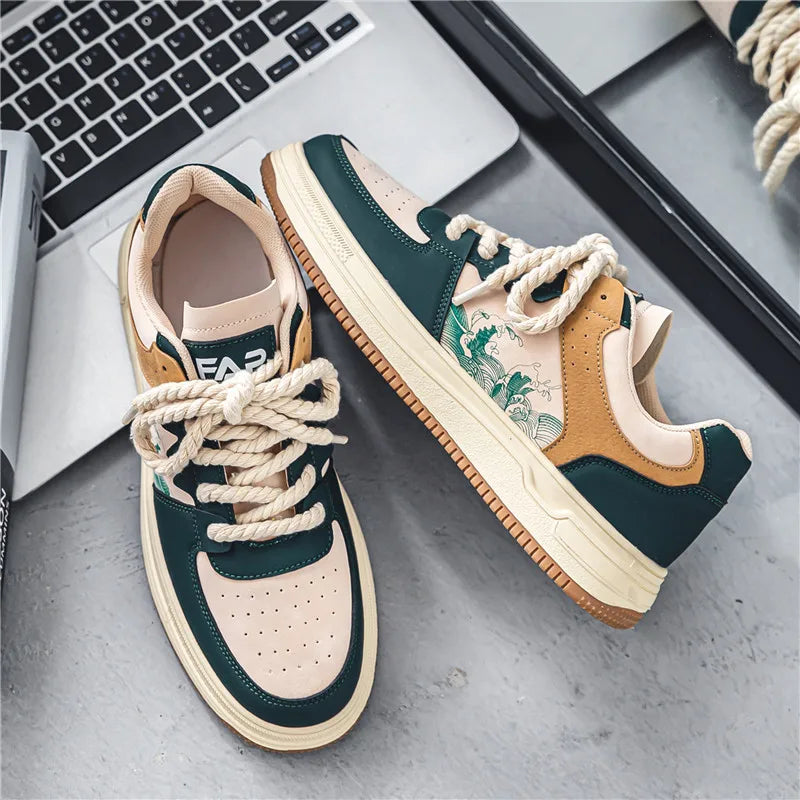 Artistic unisex sneakers with a flexible sole & breathable fabric, ensuring maximum comfort & style.