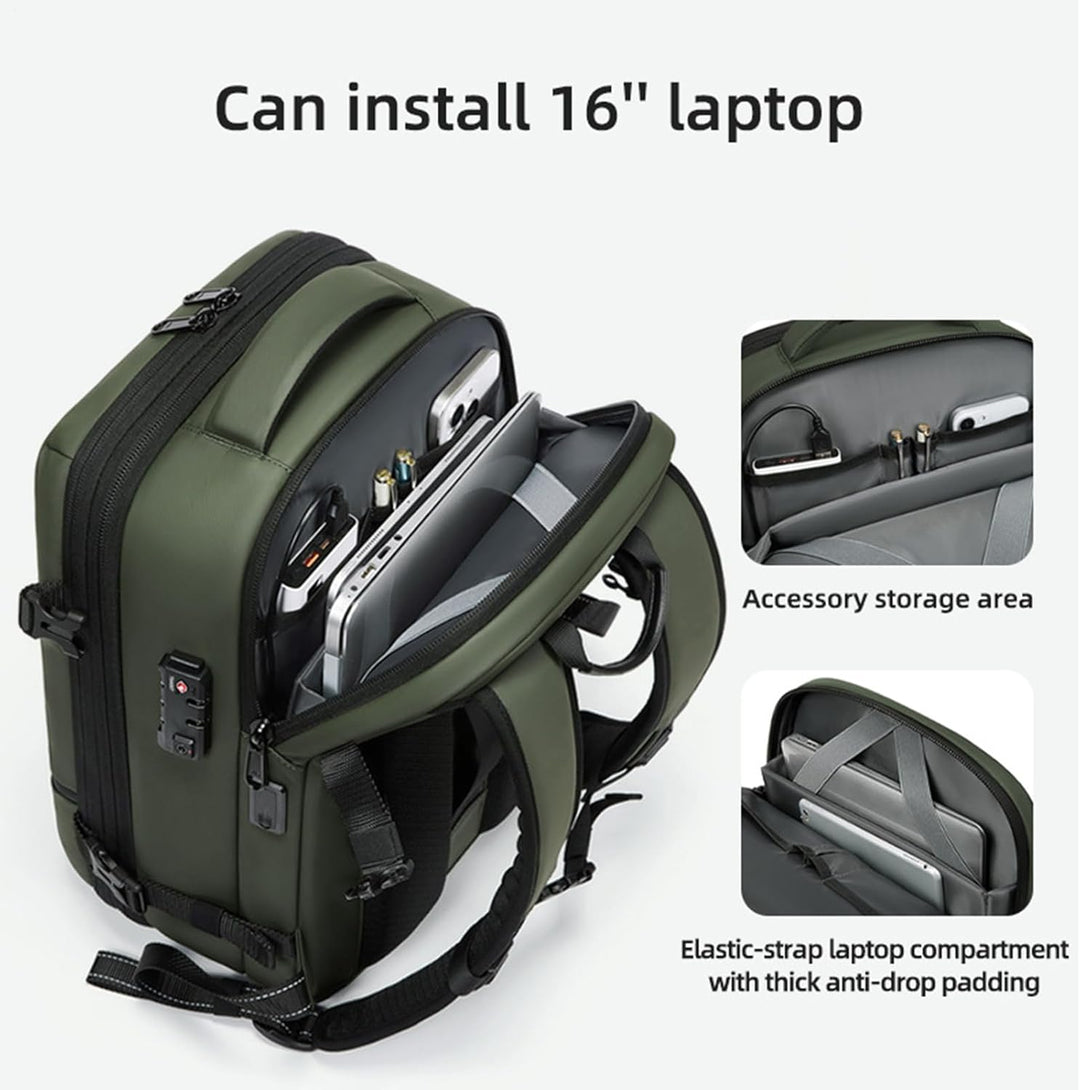 Arvid travel backpack in a compact, unexpanded state, ideal for daily use & small trips