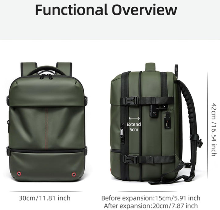 Front pocket detail of Arvid waterproof backpack, offering convenient access to small items