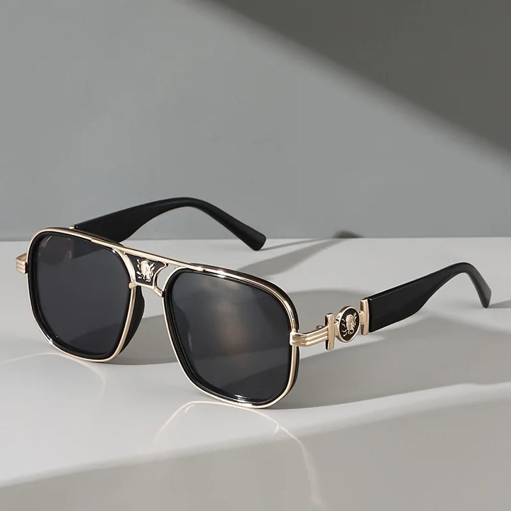 Premium unisex aviator sunglasses, showcasing intricate metal frame details and effective UV400 protective lenses.