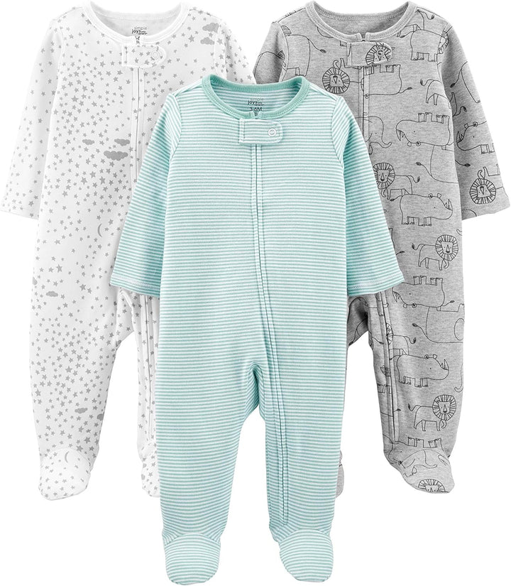 Three-pack baby winter outfits, long-sleeve rompers for sleep and play, perfect baby gift