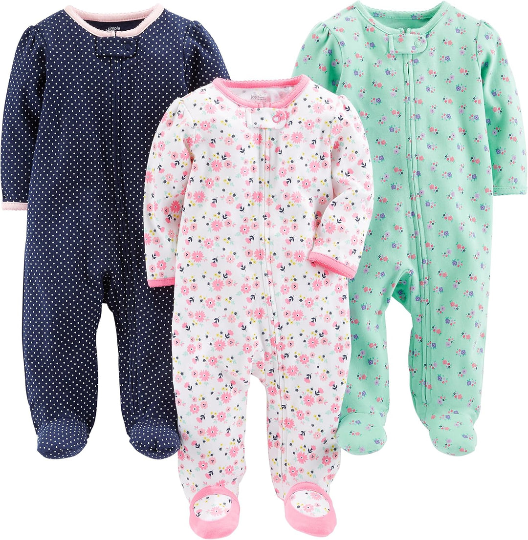 Newborn essentials: 3-pack baby winter sleep & play rompers, comfortable and warm