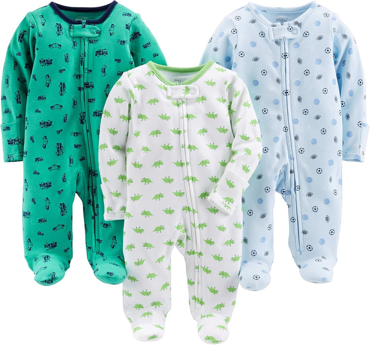Baby winter outfit set: Three long-sleeved cotton rompers, ideal for sleeping and playing
