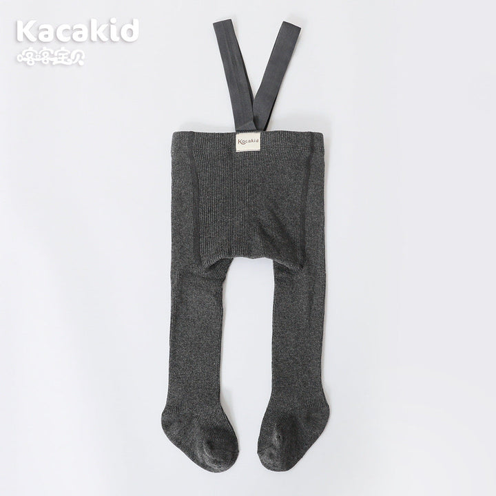 Unisex high-waisted knit trousers in a neutral color, essential baby clothing.