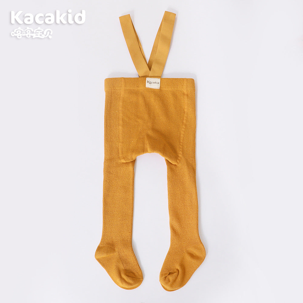 Knitted cotton blend high-waisted trousers, ideal unisex baby apparel for any season.