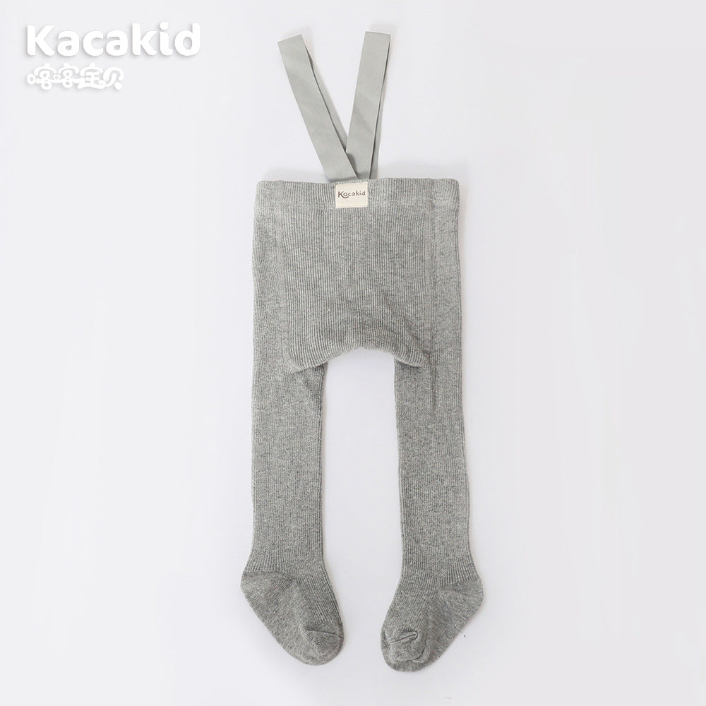 Unisex baby high-waisted knitted trousers in soft cotton blend, perfect for infants and toddlers.