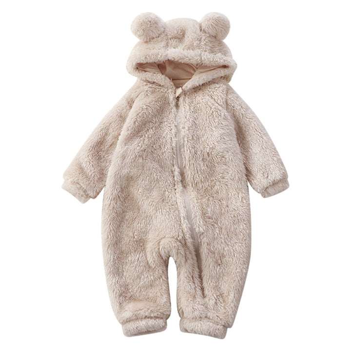 Unisex baby winter onesie, cozy flannel bear outfit for infants & toddlers, perfect shower gift