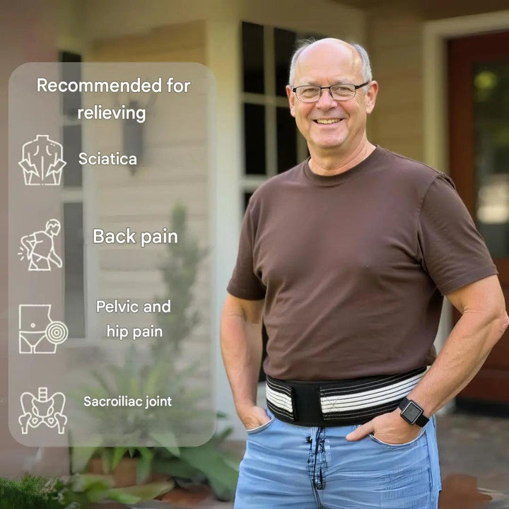 SpineRelief CoreBelt for sciatica & lower back pain. Unisex support brace with adjustable lumbar & hip support.