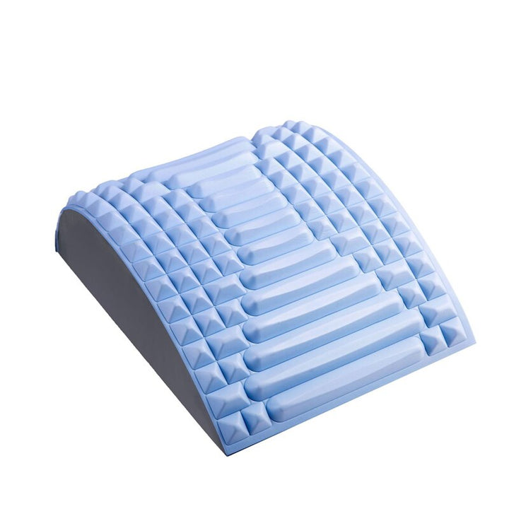 Adjustable back pain stretcher providing spinal decompression & lumbar support for stiffness relief.
