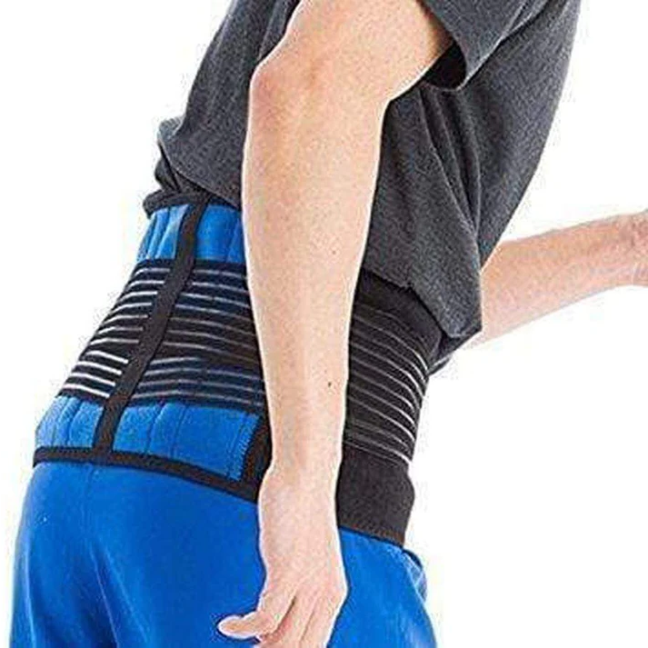 Ergonomic back support brace with adjustable straps for lower back & lumbar pain relief.