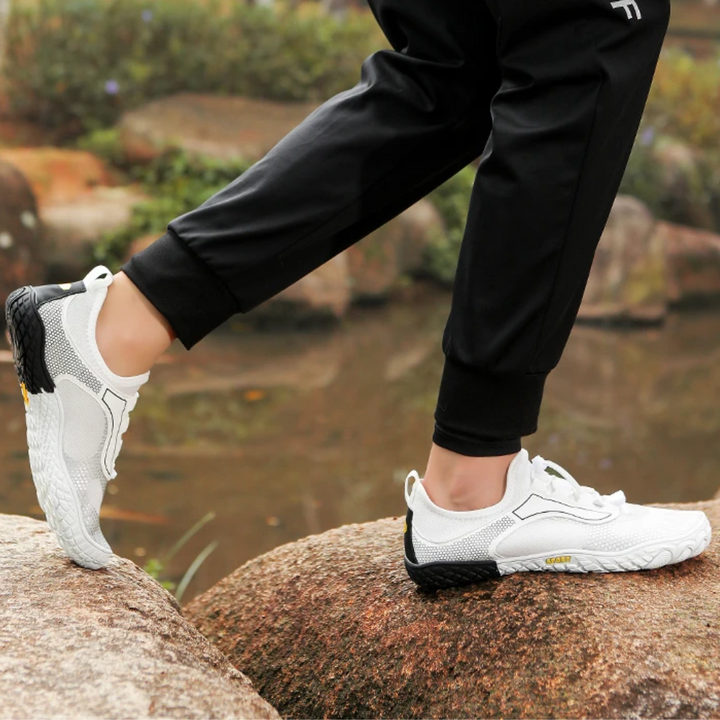 Durable minimalist hiking shoes for adventurous outdoor trails, offering flexible movement & grip.