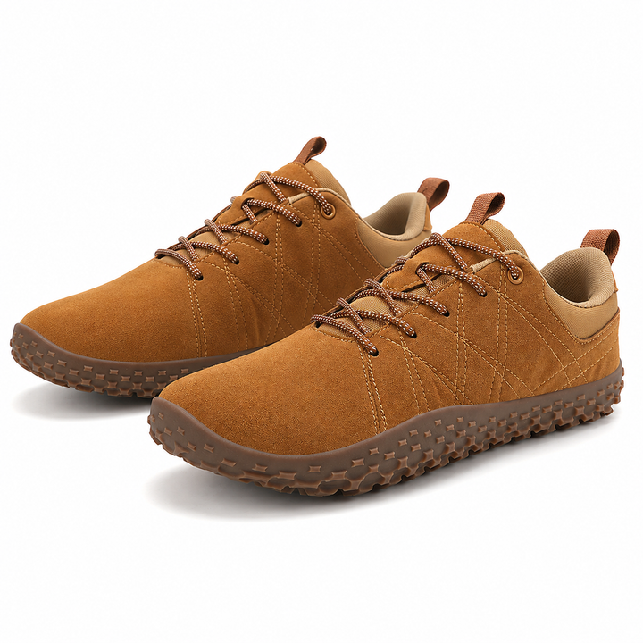 Unisex barefoot hiking trainers with wide toe box for natural movement & comfort on trails.