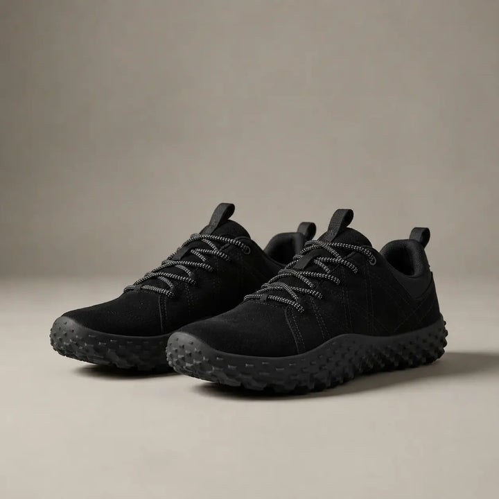 Supportive wide toe box barefoot hiking trainers for natural movement & trail adventures.