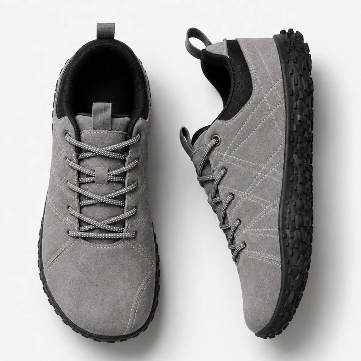Zero drop barefoot hiking trainers, wide toe box, flexible sole for natural foot mechanics.