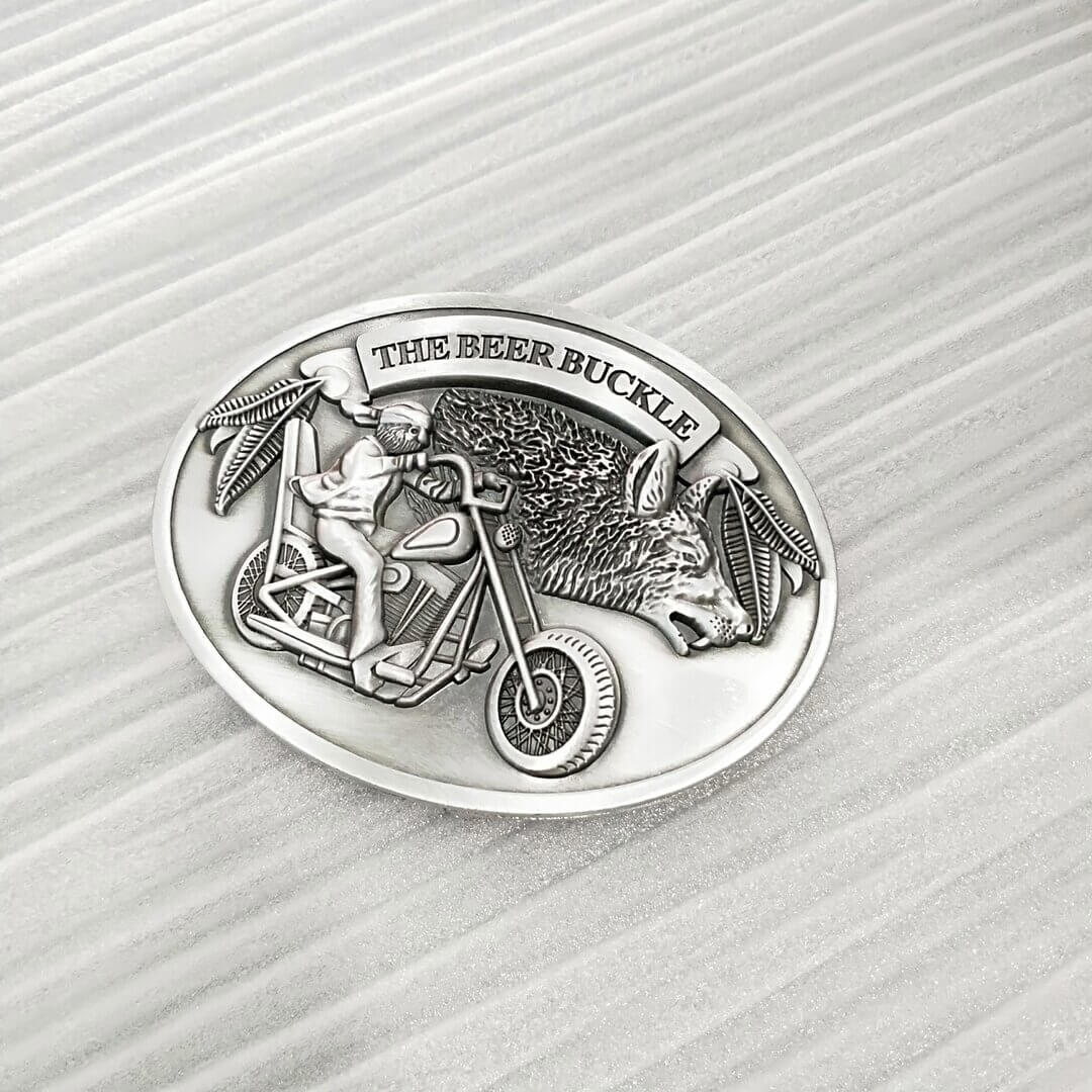Compact unisex belt buckle beer holder, offering secure and easy access to your drink.