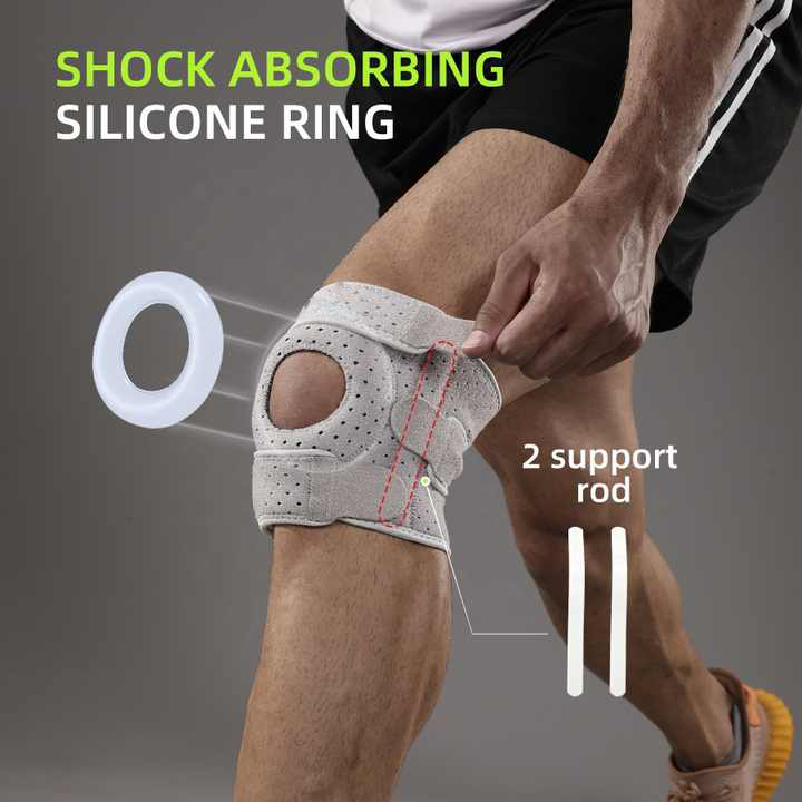 Athlete wearing black biomechanical knee brace, providing support for sports, joint alignment & active pain relief.