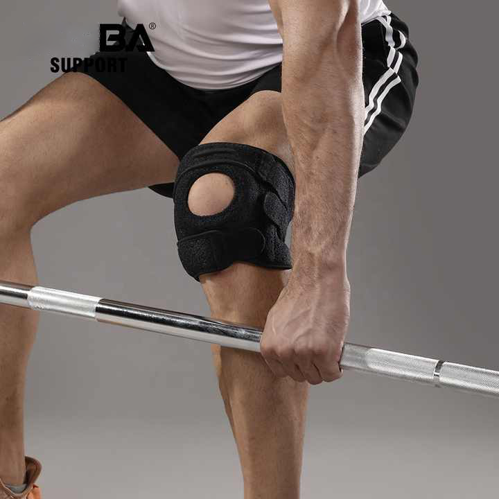 Durable sports knee brace aiding recovery, providing active wear support & pain relief for various activities.