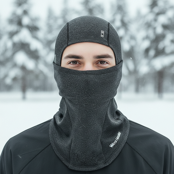 Warm unisex fleece beanie in gray, ideal for skiing, cycling, and outdoor winter activities.