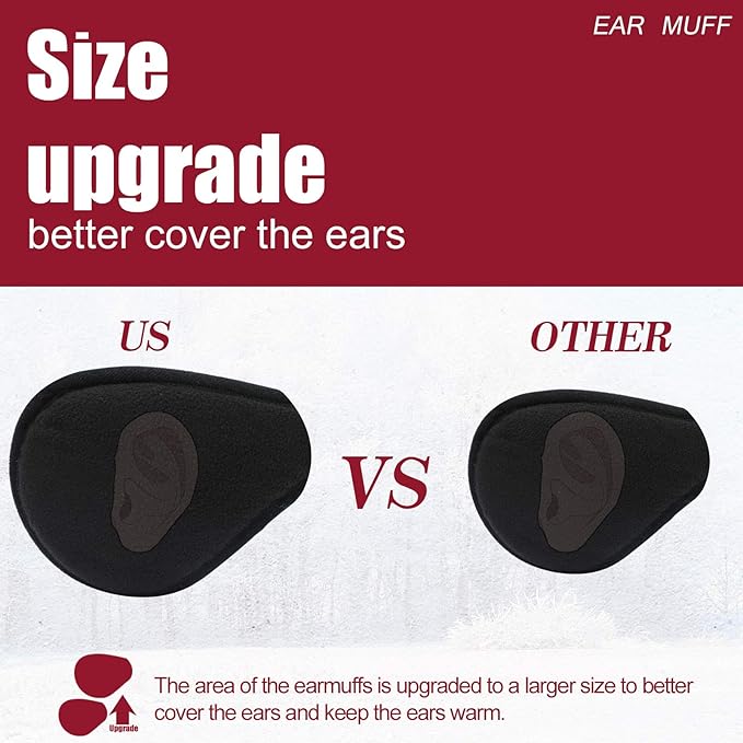 Fleece foldable ear warmers: black, unisex, essential for staying warm in winter