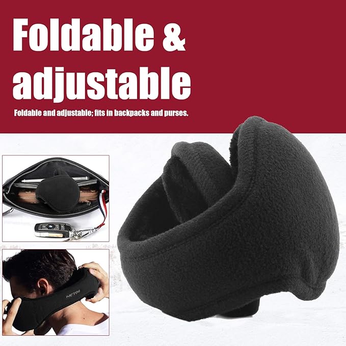 Mens accessories: black fleece foldable ear muffs for optimal winter warmth