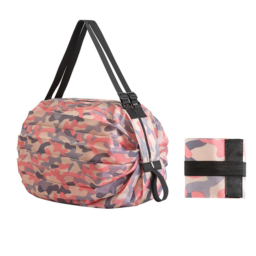 Stylish grey oxford fabric foldable tote bag, versatile for shopping, travel, and as an eco-friendly everyday bag.