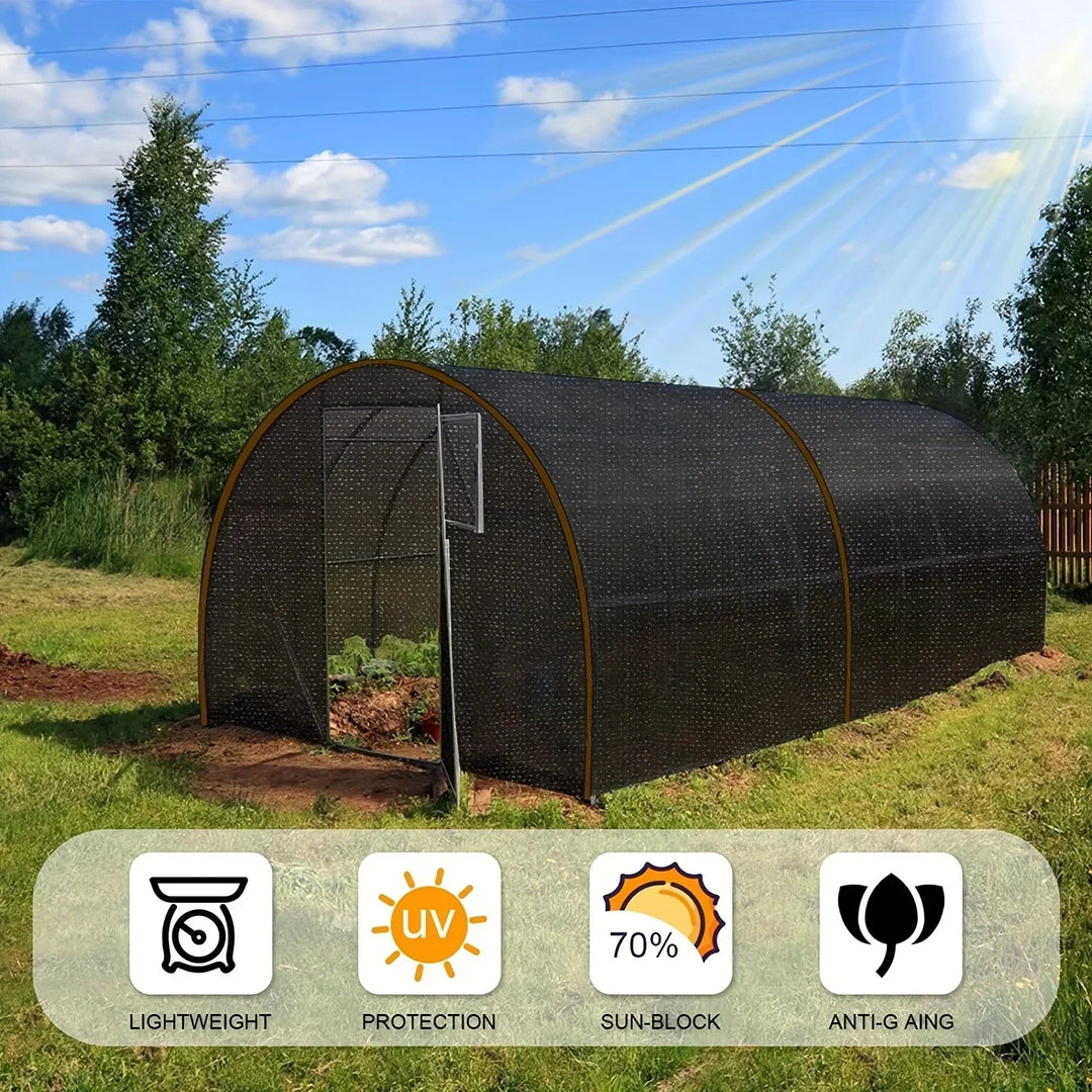 Lightweight black mesh sunshade for effective sun protection in gardens, patios, carports