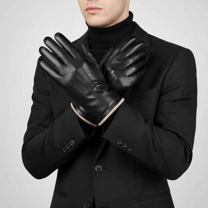 Close-up of ThermiLeather touchscreen compatible gloves, perfect for winter fashion