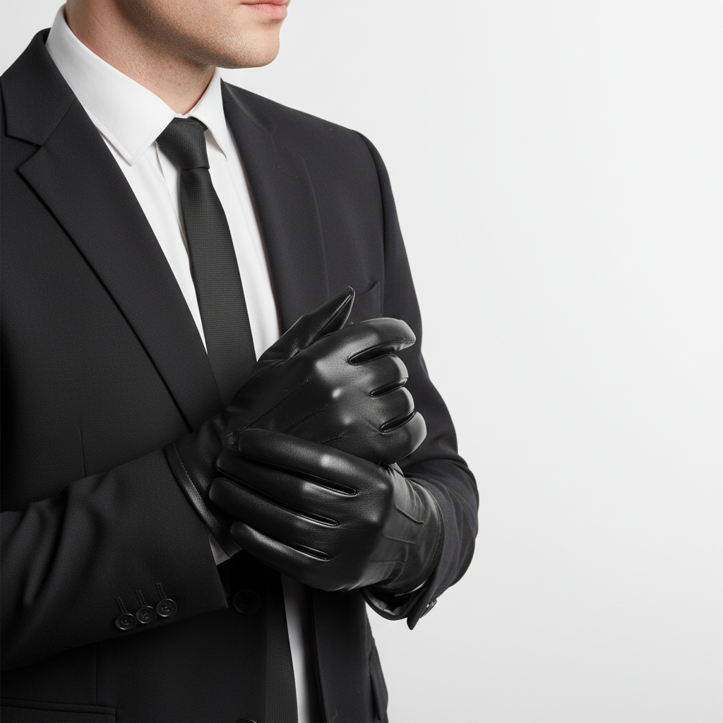 Driving gloves: black leather thermal touchscreen compatible, comfortable for cold commutes