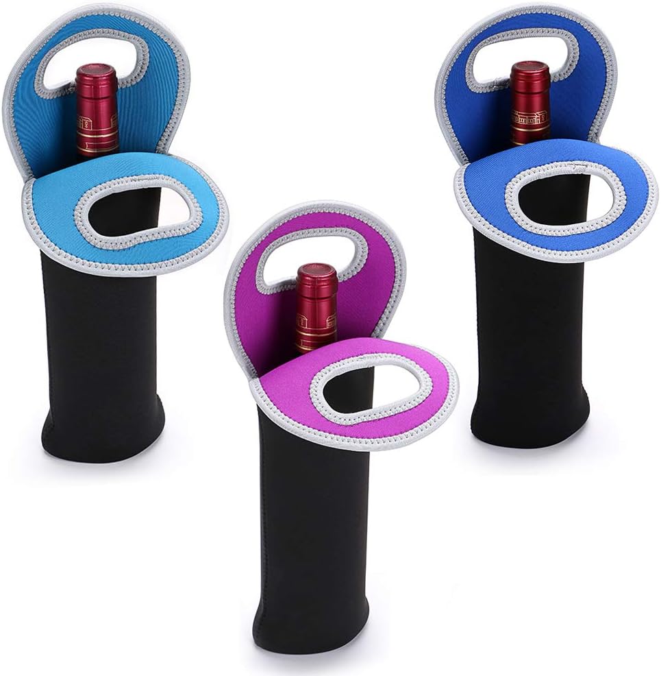Unisex black neoprene insulated dual wine bottle carrier tote, perfect for picnics and travel