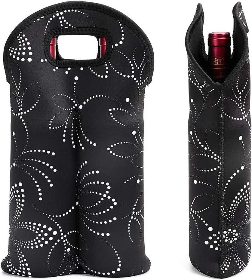 Compact and lightweight insulated wine carrier for two bottles, easy to carry anywhere
