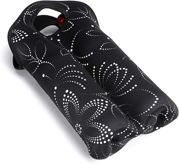 High-quality black neoprene insulated carrier, perfect for two standard wine bottles