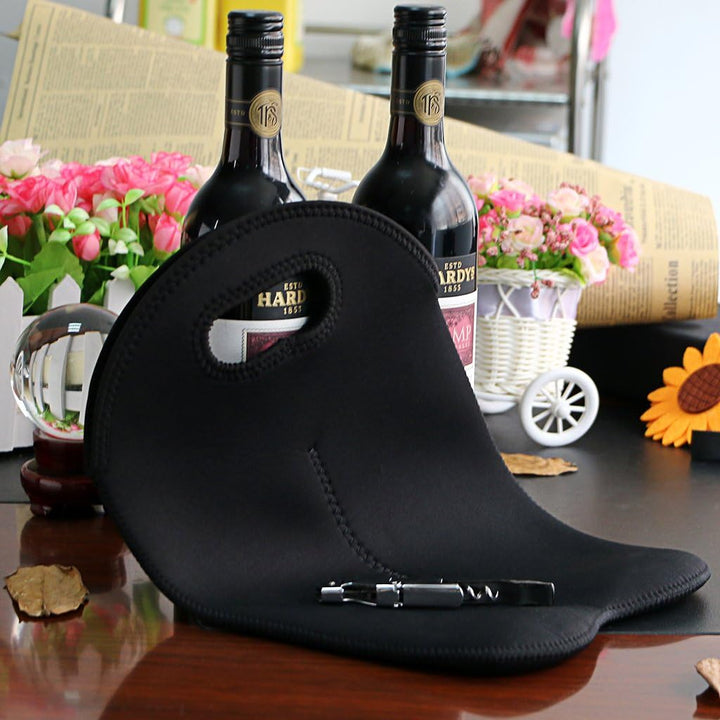 Insulated wine cooler tote, keeping two bottles at optimal temperature for longer