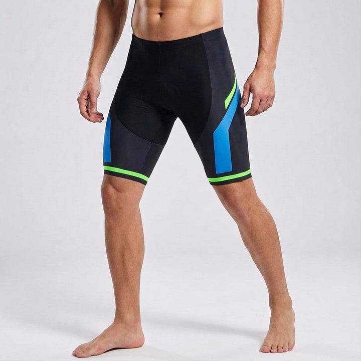 Model wearing black unisex padded cycling shorts, ideal active wear for road and mountain biking