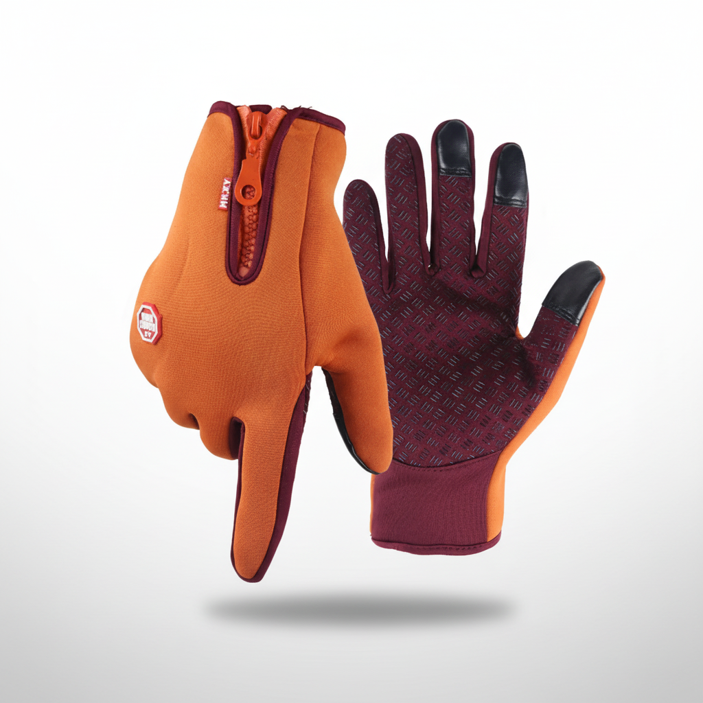 Unisex winter gloves, black, showcasing durable construction and touchscreen function for cold weather.