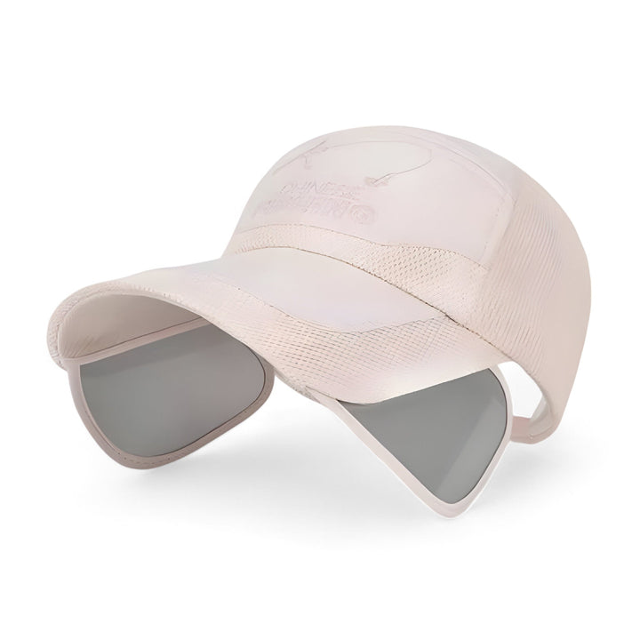 Person wearing an activewear visor cap, demonstrating its comfort and UV protection for outdoor use.