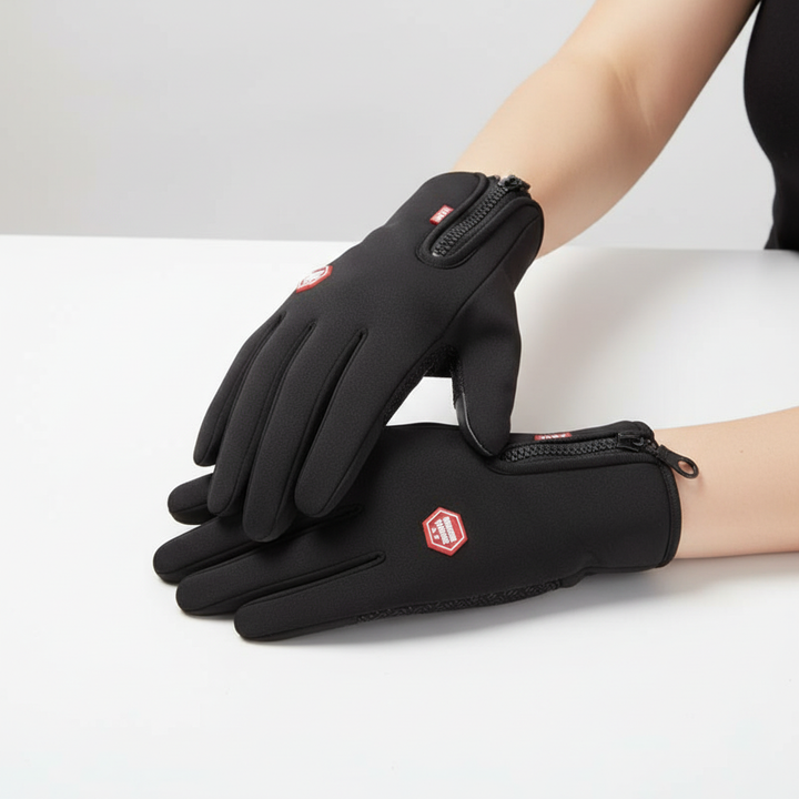 Ergonomic design of unisex winter cycling gloves with durable waterproof material and zipper
