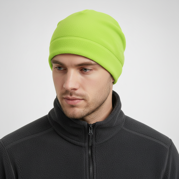 Unisex fleece beanie, windproof by CozyShield, designed to provide ultimate winter protection