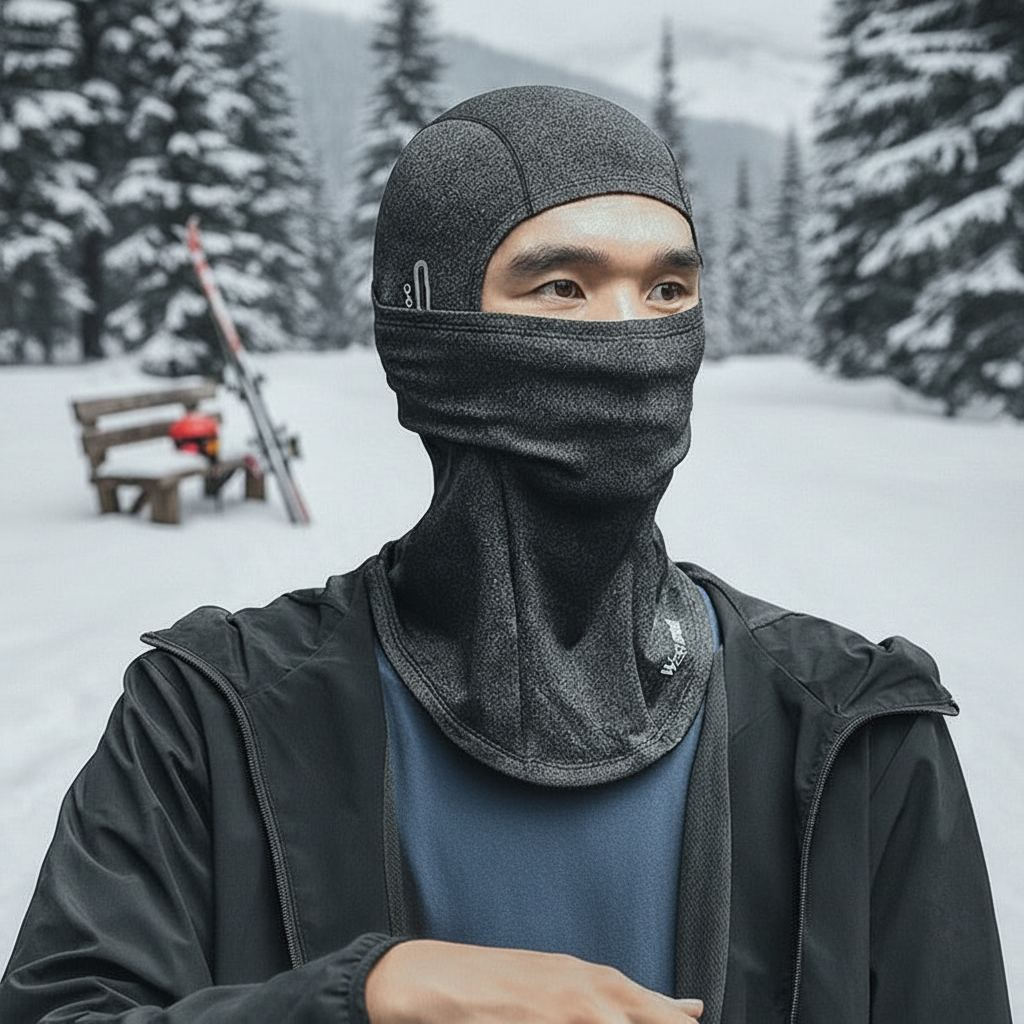 Unisex BlizzardShield gaiter, black, convertible balaclava and neck warmer for skiing cycling